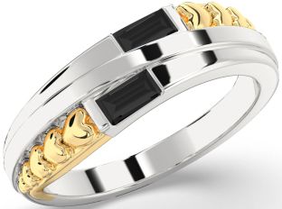 Emerald Platinum & Yellow Gold Heart Two Stone Birthstone Ring