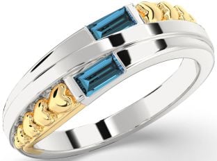 Emerald Platinum & Yellow Gold Heart Two Stone Birthstone Ring