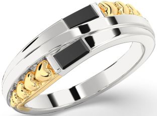 Emerald Platinum & Yellow Gold Heart Two Stone Birthstone Ring