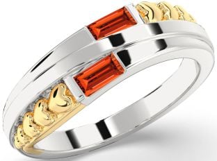 Emerald Platinum & Yellow Gold Heart Two Stone Birthstone Ring