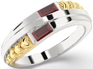 Emerald Platinum & Yellow Gold Heart Two Stone Birthstone Ring