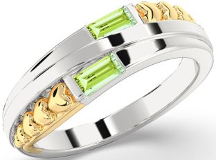 Emerald Platinum & Yellow Gold Heart Two Stone Birthstone Ring