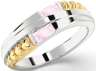 Emerald Platinum & Yellow Gold Heart Two Stone Birthstone Ring