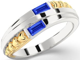 Emerald Platinum & Yellow Gold Heart Two Stone Birthstone Ring