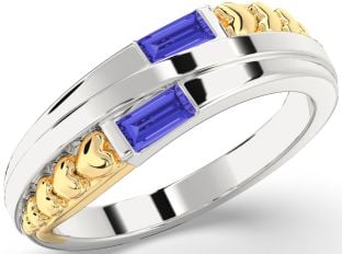 Emerald Platinum & Yellow Gold Heart Two Stone Birthstone Ring