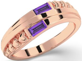 Emerald Rose Gold Heart Two Stone Birthstone Ring