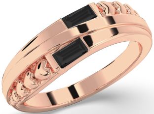 Emerald Rose Gold Heart Two Stone Birthstone Ring