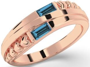 Emerald Rose Gold Heart Two Stone Birthstone Ring