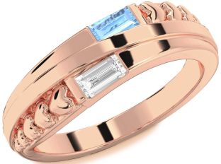 Rose Gold Heart Two Stone Promise Ring