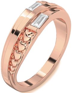 Diamond Rose Gold Heart Two Stone Ring