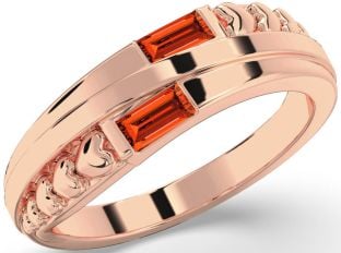 Emerald Rose Gold Heart Two Stone Birthstone Ring