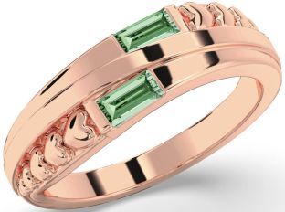 Emerald Rose Gold Heart Two Stone Birthstone Ring