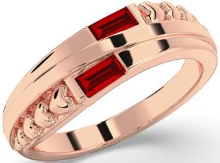 Emerald Rose Gold Heart Two Stone Birthstone Ring