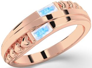 Emerald Rose Gold Heart Two Stone Birthstone Ring