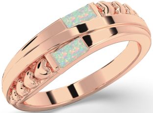 Emerald Rose Gold Heart Two Stone Birthstone Ring