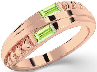 Emerald Rose Gold Heart Two Stone Birthstone Ring