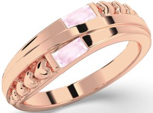 Emerald Rose Gold Heart Two Stone Birthstone Ring