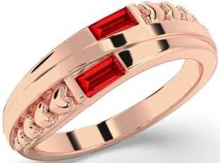 Emerald Rose Gold Heart Two Stone Birthstone Ring