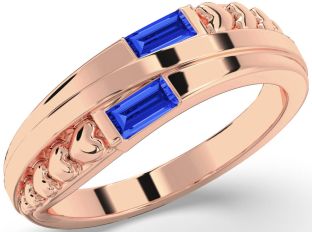 Emerald Rose Gold Heart Two Stone Birthstone Ring