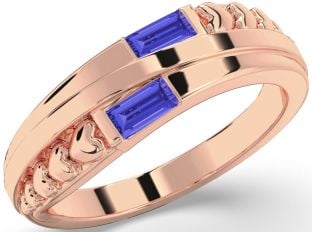 Emerald Rose Gold Heart Two Stone Birthstone Ring