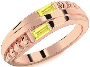 Emerald Rose Gold Heart Two Stone Birthstone Ring