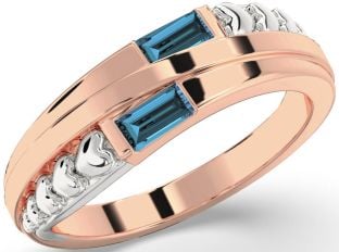 Emerald Platinum & Rose Gold Heart Two Stone Birthstone Ring