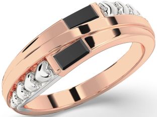 Emerald Platinum & Rose Gold Heart Two Stone Birthstone Ring