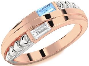 White Rose Gold Heart Two Stone Promise Ring