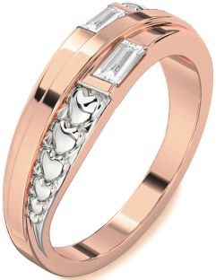 Diamond White Rose Gold Heart Two Stone Ring