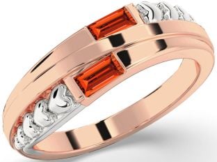 Emerald Platinum & Rose Gold Heart Two Stone Birthstone Ring