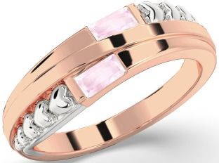 Emerald Platinum & Rose Gold Heart Two Stone Birthstone Ring