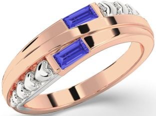 Emerald Platinum & Rose Gold Heart Two Stone Birthstone Ring