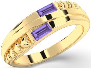 Emerald Gold Heart Two Stone Birthstone Ring