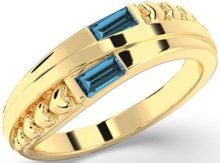 Emerald Gold Heart Two Stone Birthstone Ring