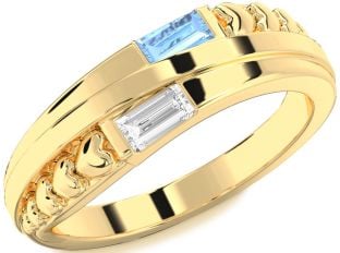 Gold Heart Two Stone Promise Ring