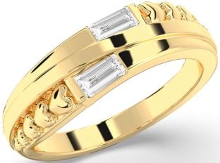 Diamond Gold Heart Baguette Two Stone Ring