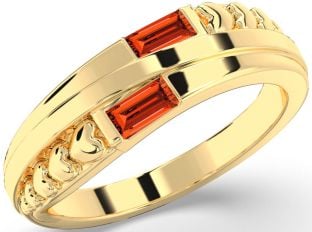 Emerald Gold Heart Two Stone Birthstone Ring