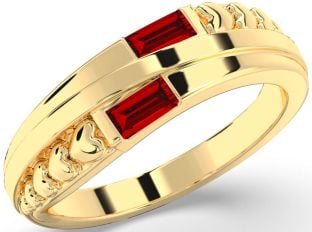 Emerald Gold Heart Two Stone Birthstone Ring