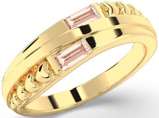 Emerald Gold Heart Two Stone Birthstone Ring