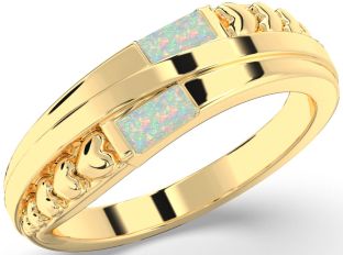 Emerald Gold Heart Two Stone Birthstone Ring