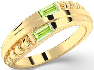 Emerald Gold Heart Two Stone Birthstone Ring