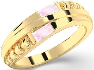 Emerald Gold Heart Two Stone Birthstone Ring