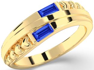 Emerald Gold Heart Two Stone Birthstone Ring