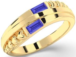 Emerald Gold Heart Two Stone Birthstone Ring