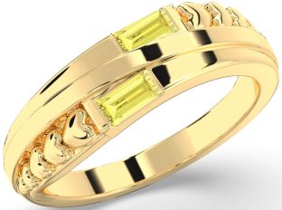 Emerald Gold Heart Two Stone Birthstone Ring