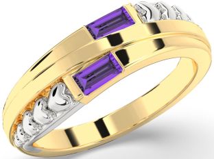 Emerald Platinum & Yellow Gold Heart Two Stone Birthstone Ring