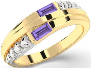 Emerald Platinum & Yellow Gold Heart Two Stone Birthstone Ring