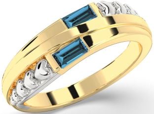 Emerald Platinum & Yellow Gold Heart Two Stone Birthstone Ring