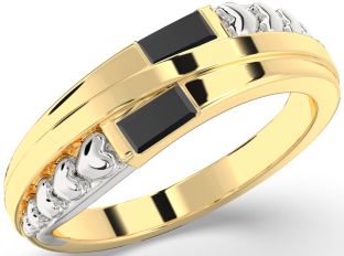 Emerald Platinum & Yellow Gold Heart Two Stone Birthstone Ring