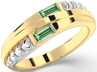 Emerald Platinum & Yellow Gold Heart Two Stone Birthstone Ring